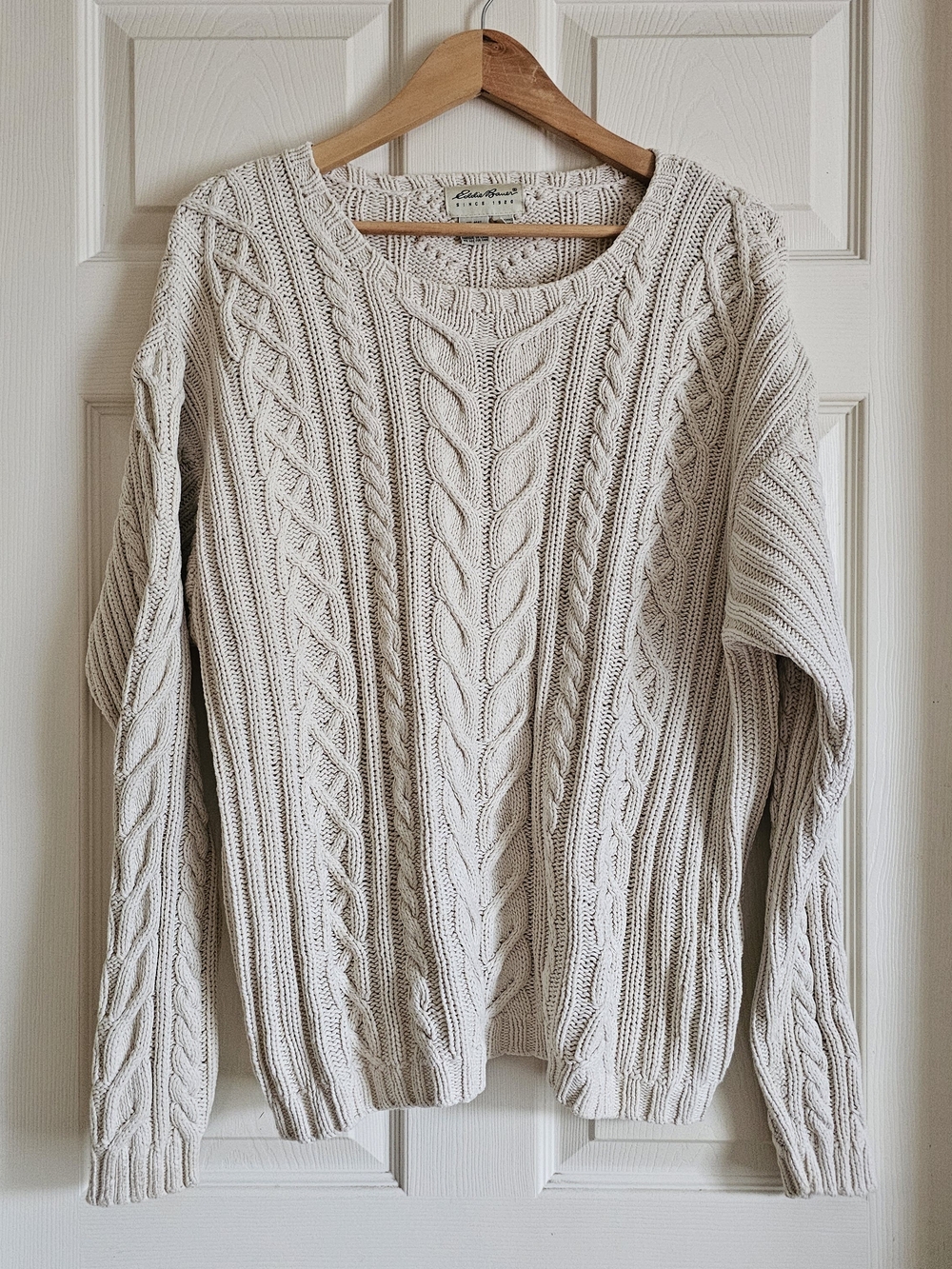 Eddie Bauer Cable Knit Crewneck Sweater - Cream